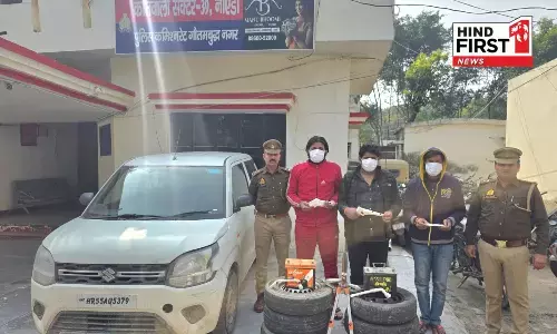 Noida police arrested 3 criminals; they are stealing tires and batteries from four-wheeler