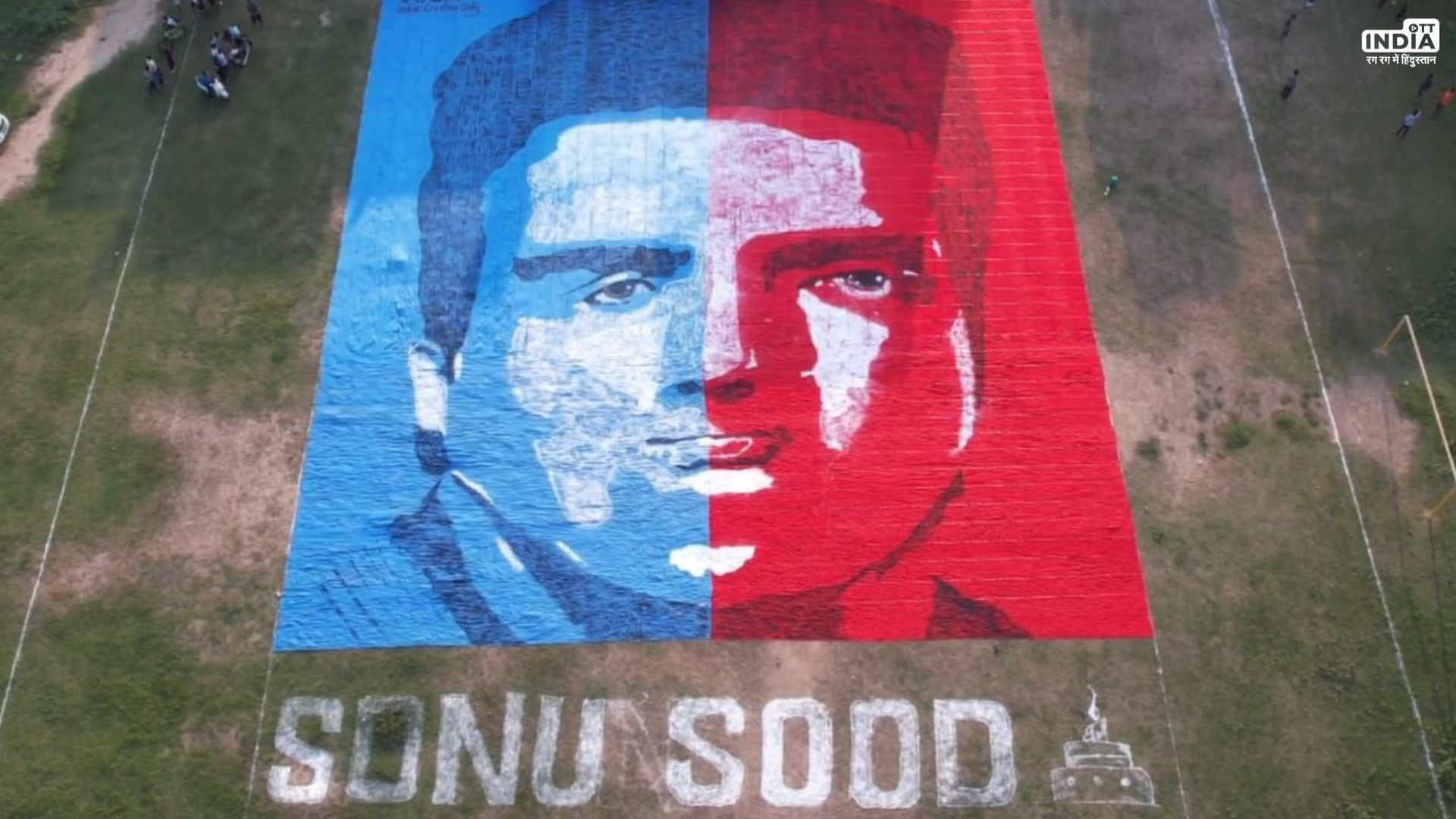 Sonu Sood Honoured with massive 117,000 sq Ft pop art tribute by team Indian Creative Unity in Ajitwal, Moga