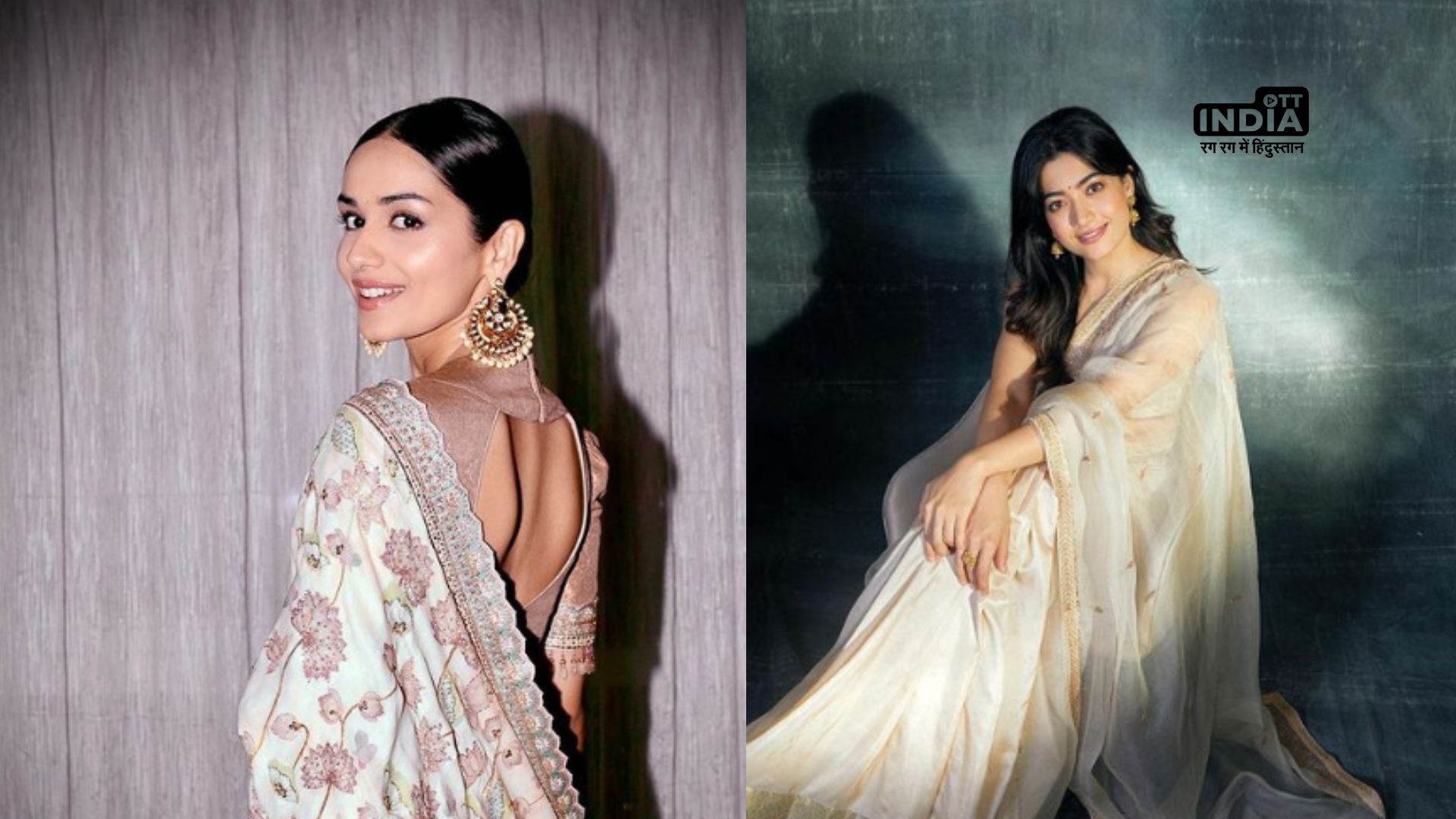 From Manushi Chhillar to Rashmika Mandanna: Bollywood Actresses who are slaying in neutral tone sarees
