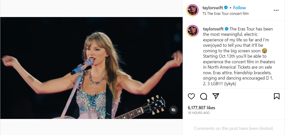 Instagram Post By Taylor