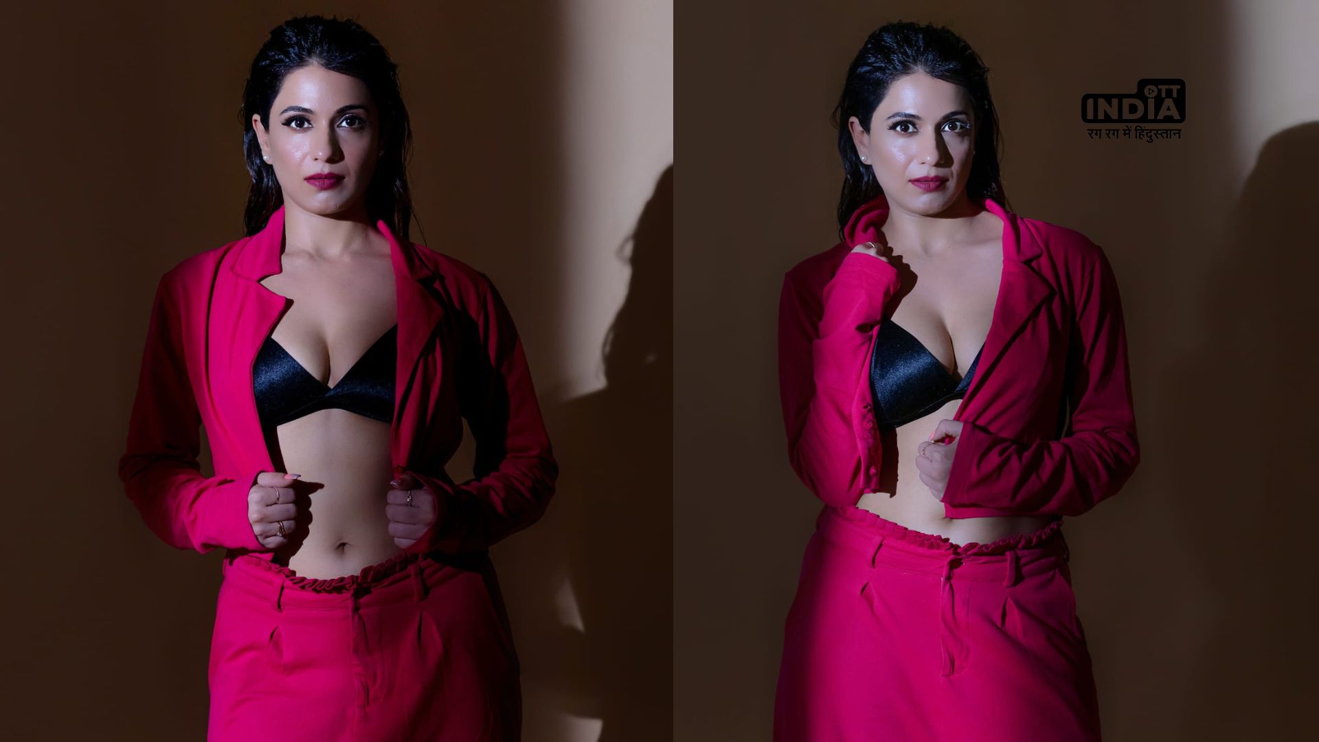 Kundali Bhagya actress Akanksha Juneja oozes hotness in a sexy black bralette and pink pantsuit