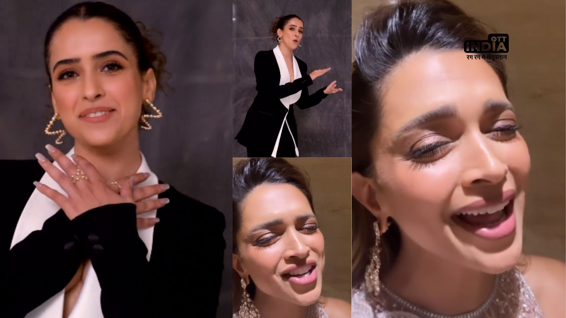 Deepika Padukone and Sanya Malhotra embrace the Just looking like a wow Meme