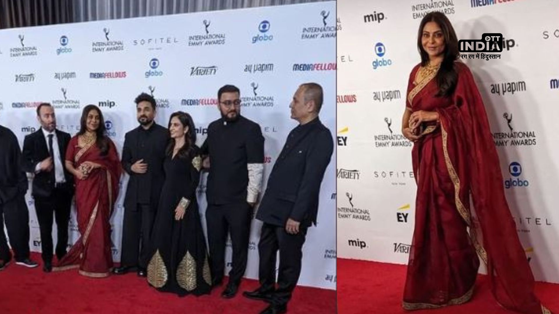 Shefali Shah stuns in Red Saree at International Emmy 2023 Red Carpet Event Shefali Shah stuns in Red Saree at International Emmy 2023 Red Carpet Event