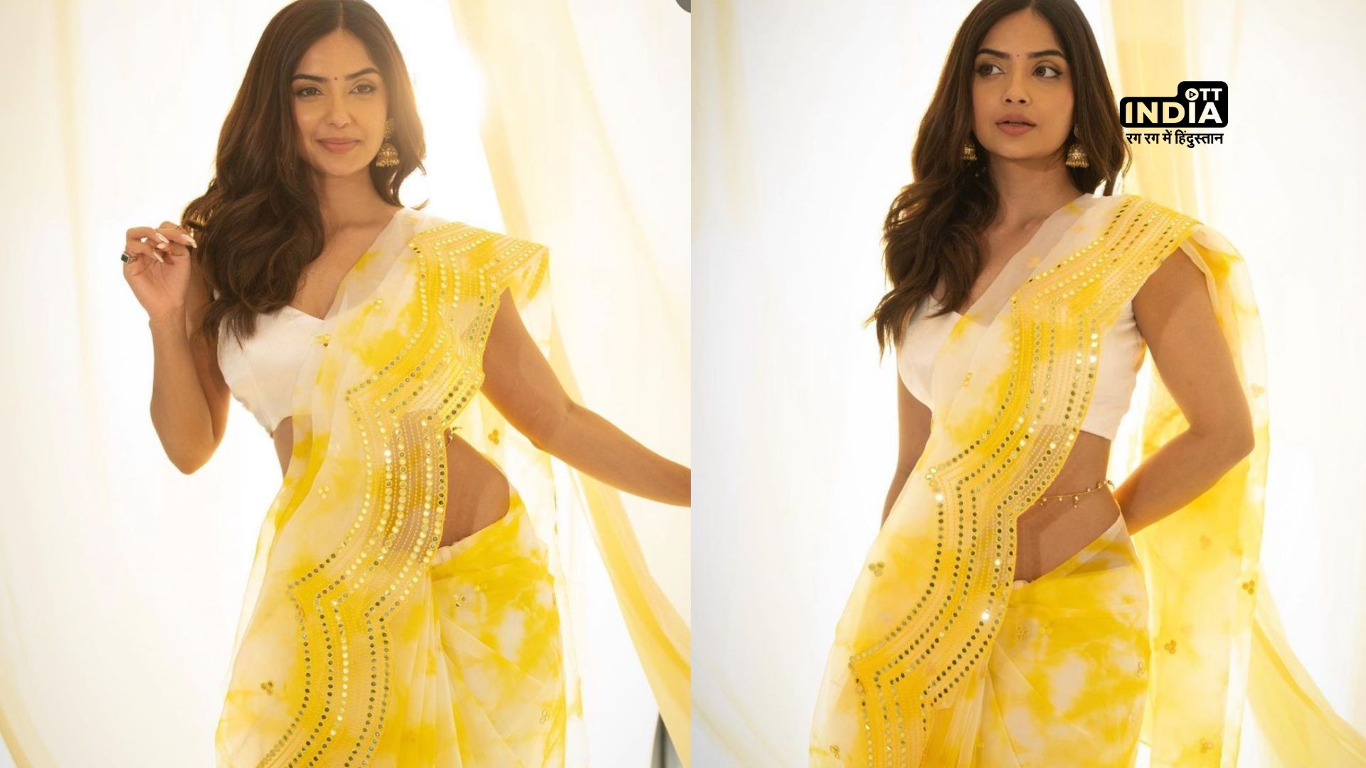 Actress Kashmira Pardeshi looks like a ray of sunshine in a yellow saree; SEE PICS