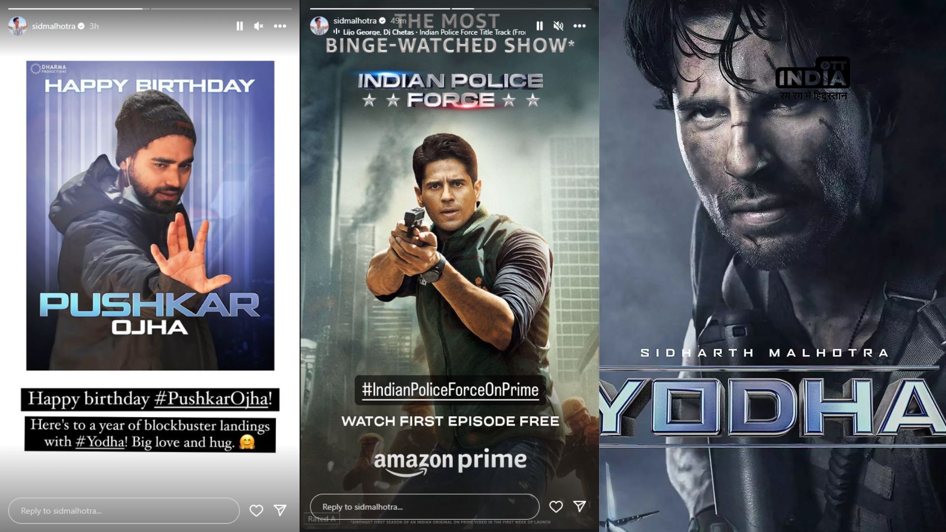 Sidharth Malhotra extends Birthday wishes to Yodha Director Pushkar Ojha, says year of blockbuster landings