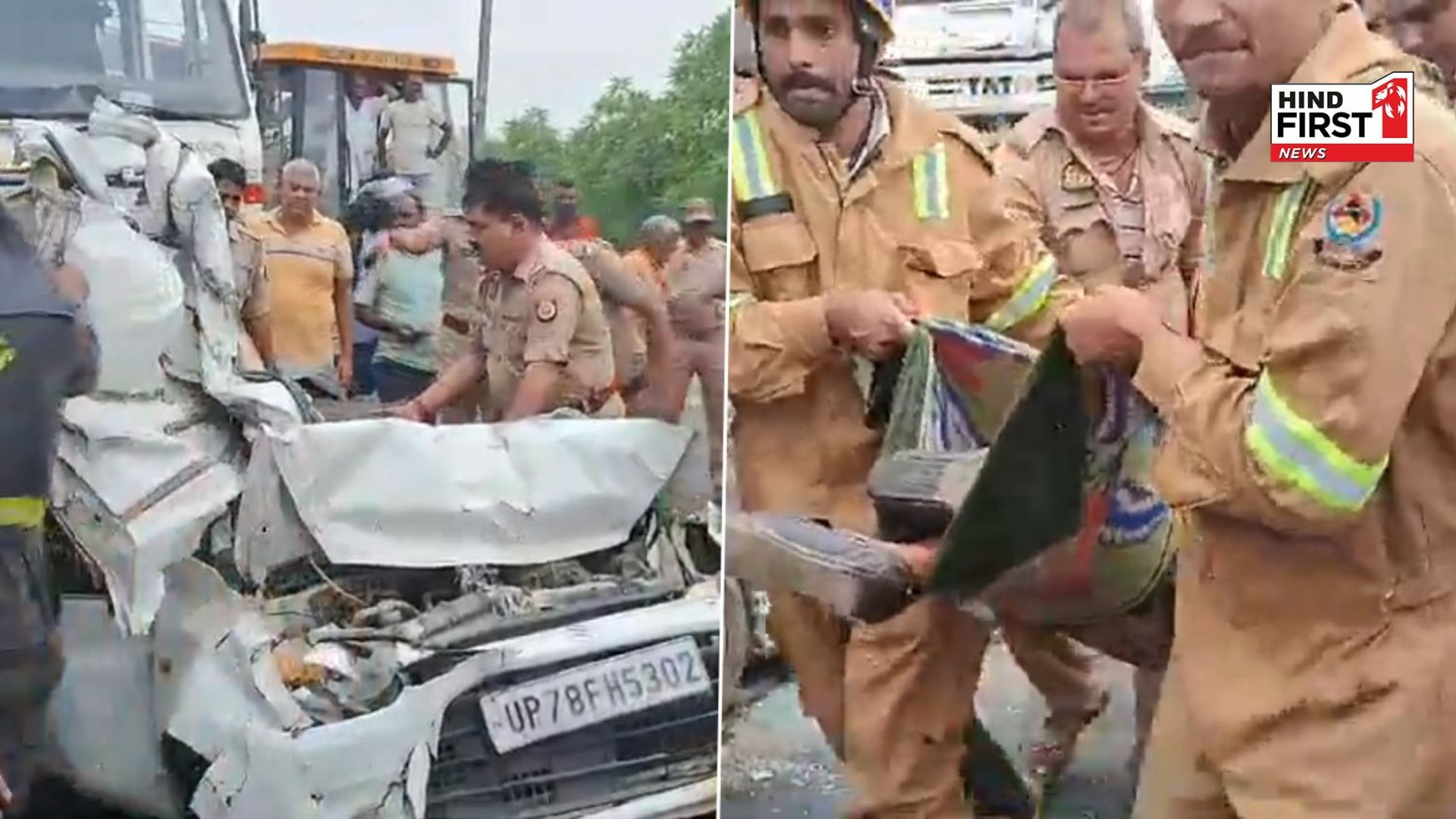 Major accident on Kanpur-Etawah elevated highway, 5 people died in collision between dumper and a car Major accident on Kanpur-Etawah elevated highway, 5 people died in collision between dumper and a car