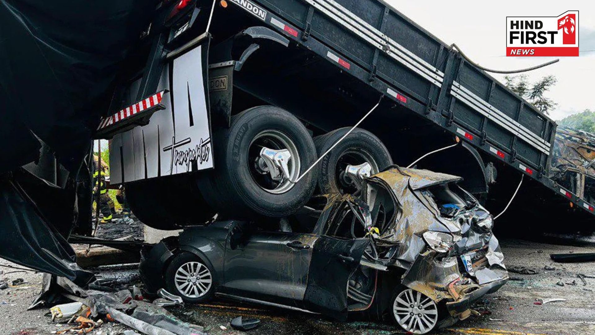 Tragic road accident in Brazil, people burnt alive after truck and bus collide