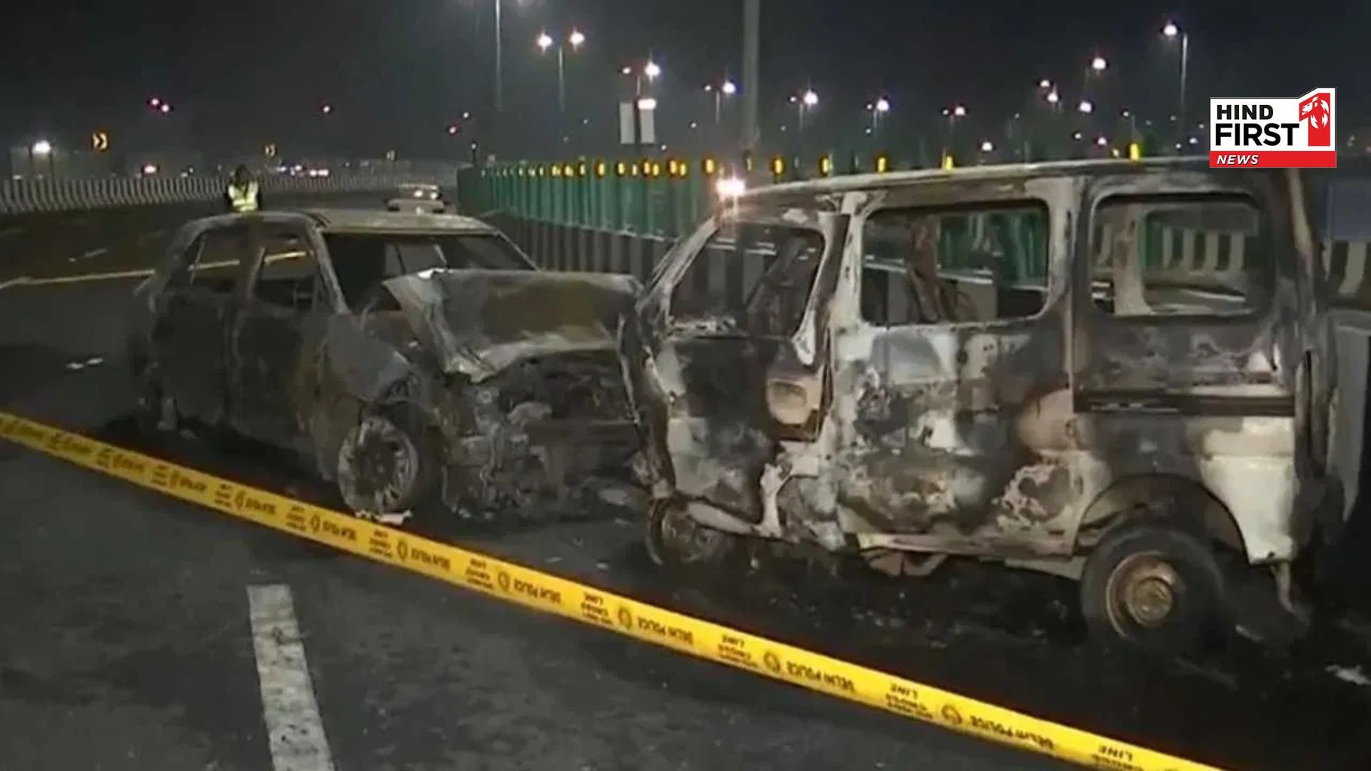 Horrific accident on Delhi-Dwarka Expressway car burnt to ashes, one dead