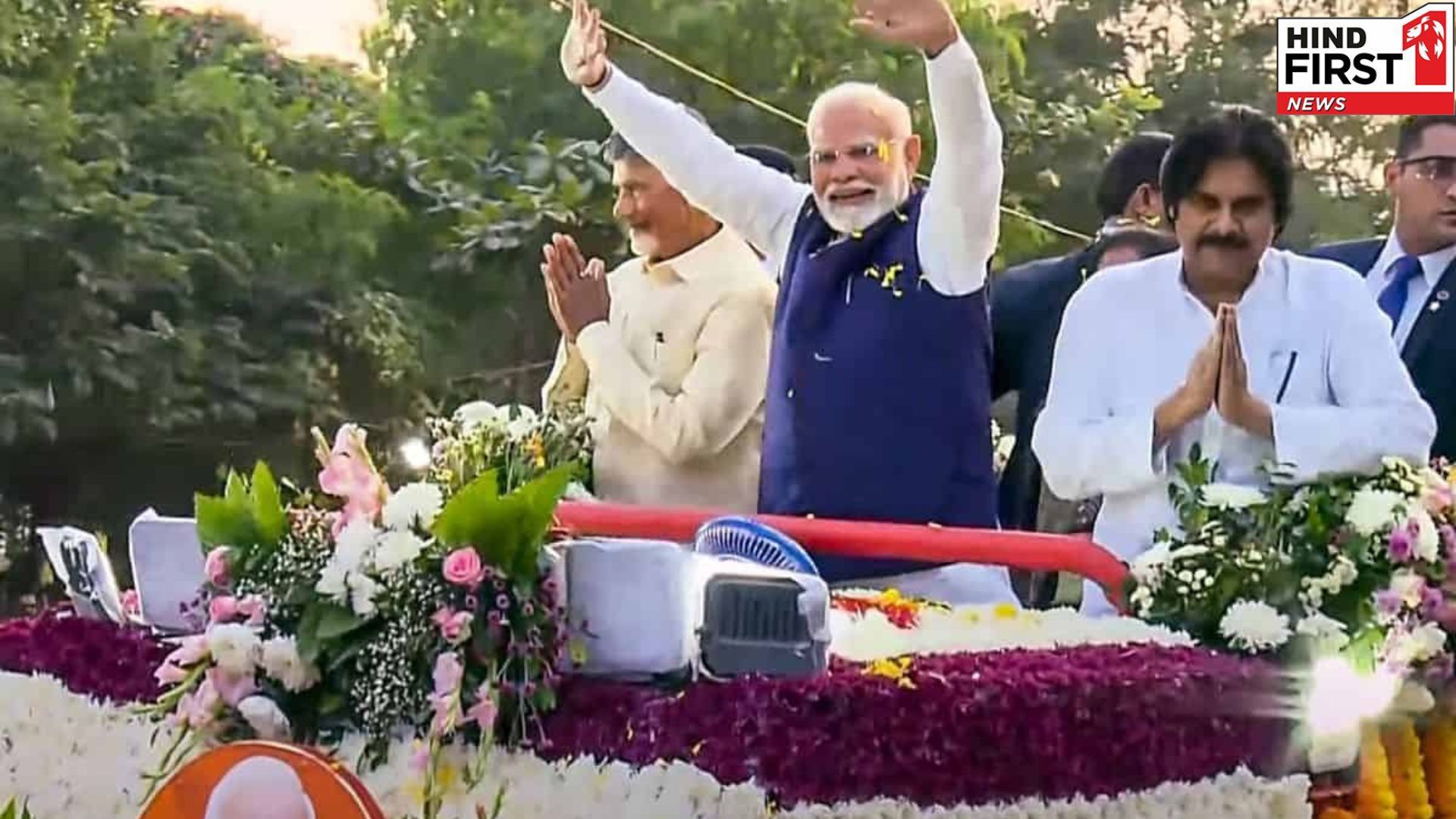 PM Modi did a road show in Andhra Pradesh & laid foundation stone of projects of 2 lakh crore