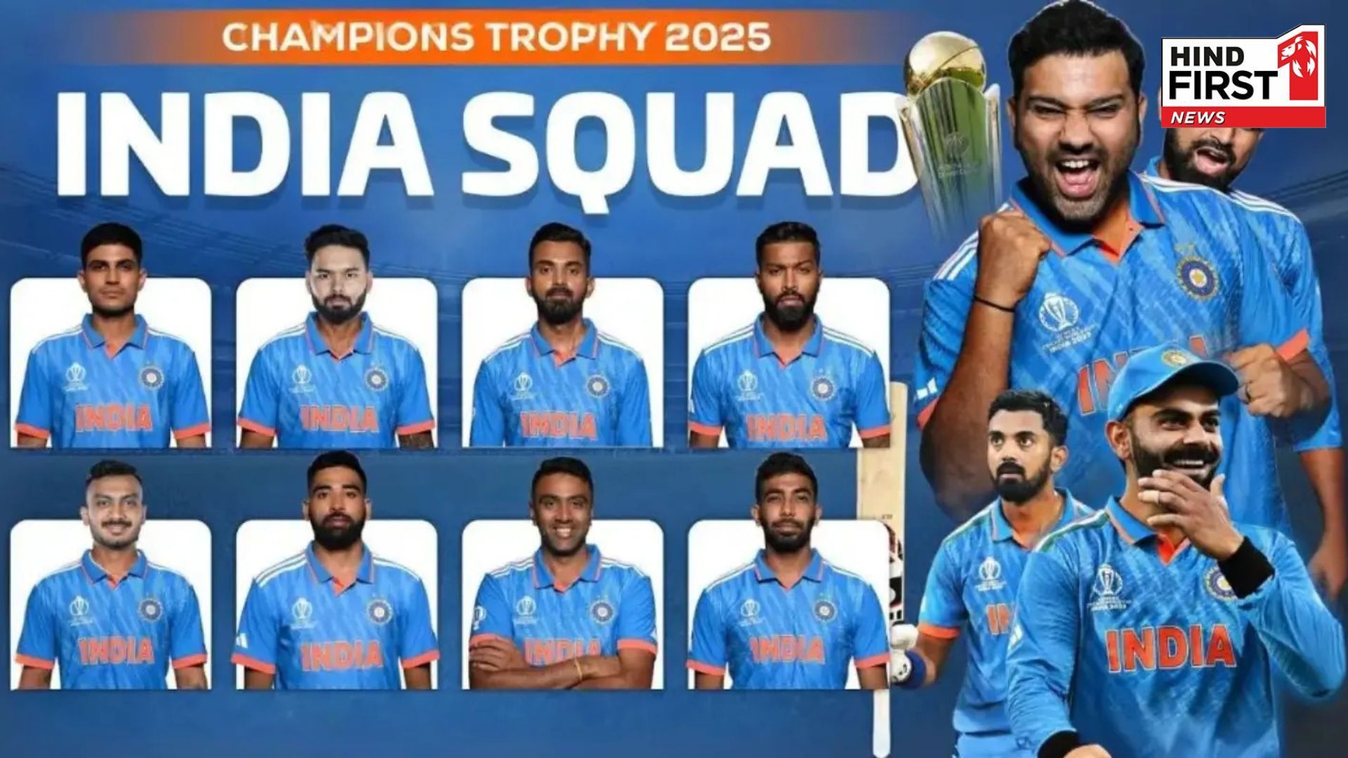 India Squad for Champions Trophy: Injured Jasprit Bumrah in team... Siraj-Sanju Samson not included