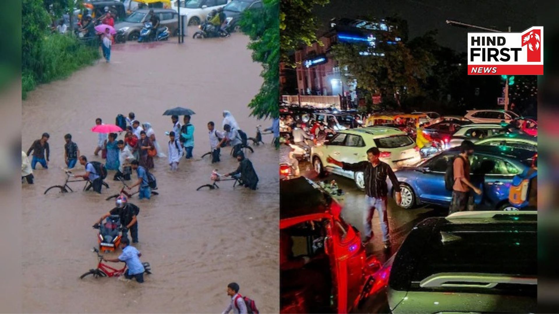 Haryana: Roads turned into rivers due to rain in Gurugram, heavy traffic jam