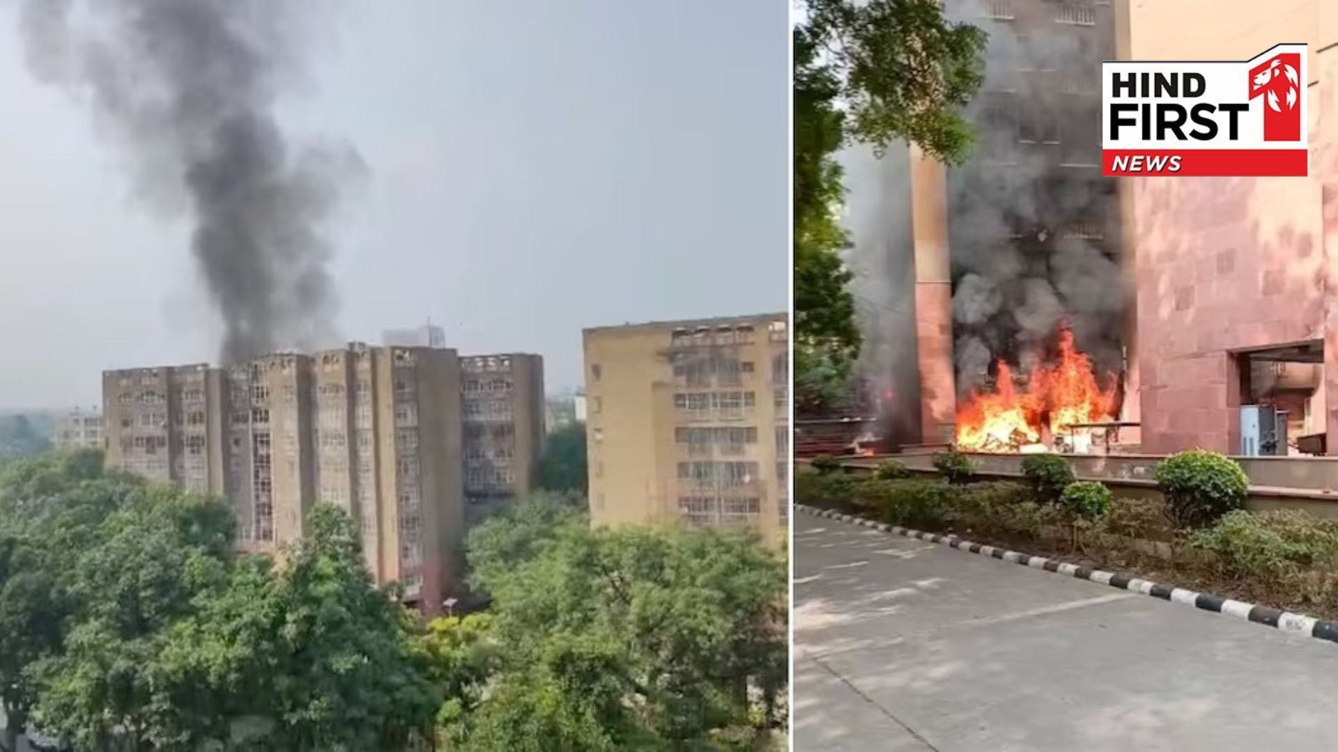 Massive fire has broken out at the Brahmaputra Apartments on BD Marg in Delhi