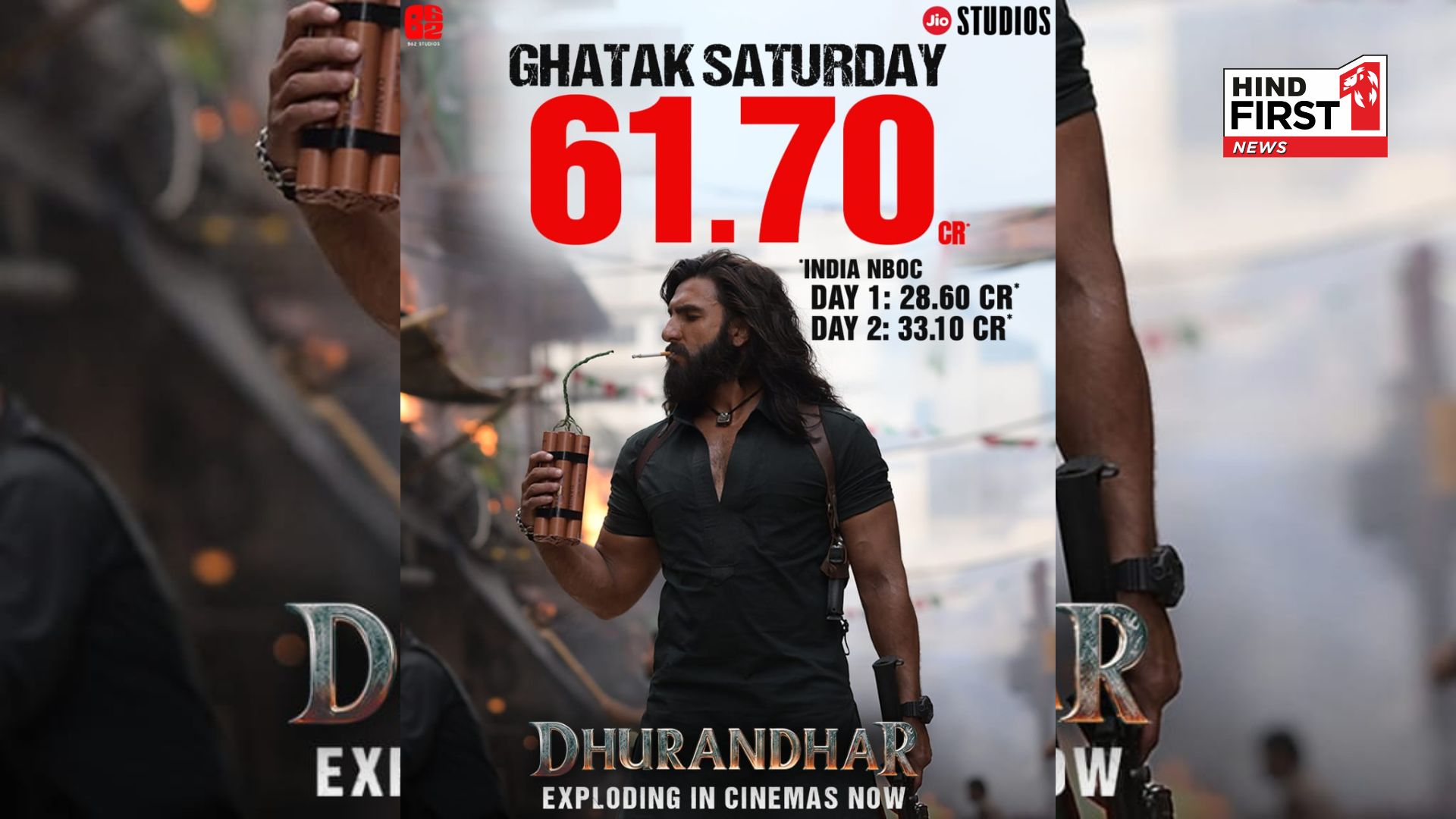 Dhurandhar blasts its way into Day 2 with a solid Rs.33.10 crore, powering it to a mighty weekend run!
